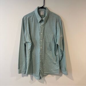 Brooks Brothers Green and White Checked Dress Shirt Regent Original Polo Shirt